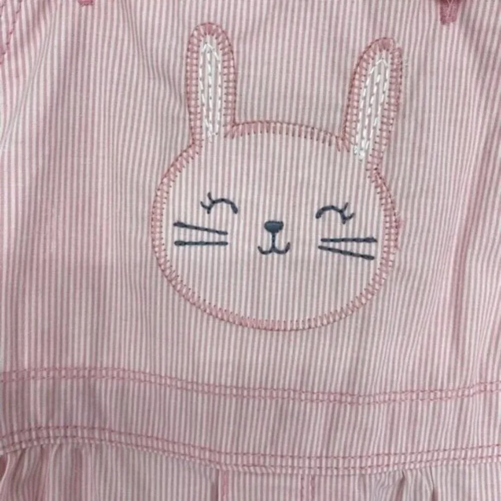 Carters Girls Pink Bunny Rabbit Overalls And Floral Top Set New